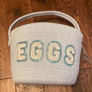 Woven Easter Basket with Blue and White Accents